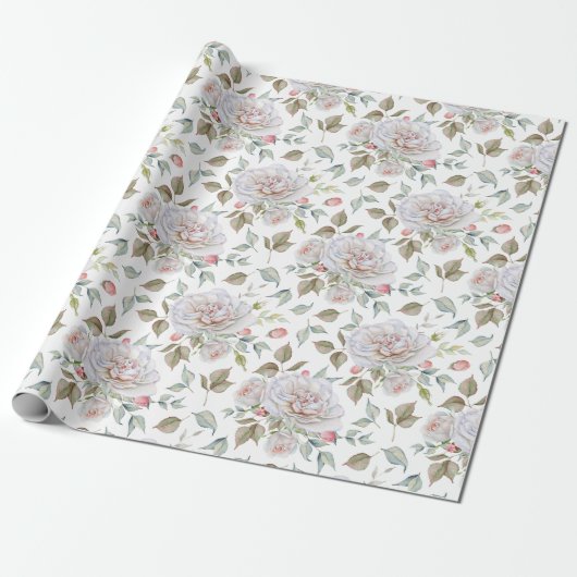 Schöne Rose in Weiß und Rosa Geschenkpapier (Ungerollt)