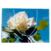 Schöne Rose ist White Sky Blue Große Geschenktüte (Rückseite)