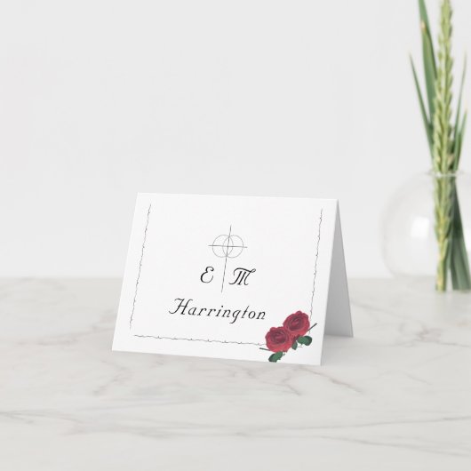 Schöne Rose Katholische Hochzeit Dankeskarte (Vorderseite)