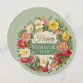 Schöne Rose Kranz Redouté Mutter Tageskarte Einladung (Vorne/Hinten)