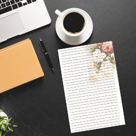 Schöne Rose Lined Stationery Paper Briefpapier