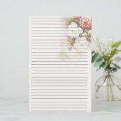 Schöne Rose Lined Stationery Paper Briefpapier (Stehend Vorderseite)