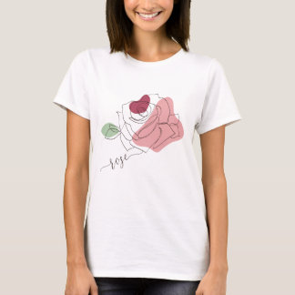 Schöne Rose Minimalistisch Line Art T - Shirt