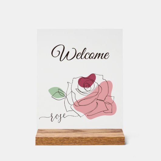 Schöne Rose Minimalistische Linie Art Acrylschild (Vorderseite)