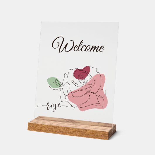 Schöne Rose Minimalistische Linie Art Acrylschild (Winkel)