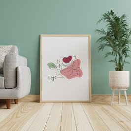 Schöne Rose Minimalistische Linie Art Poster