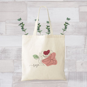 Schöne Rose Minimalistische Linie Art Tragetasche
