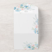 Schöne Rose mit Aquarellblau und Blumen All In One Einladung (Außenbereich)