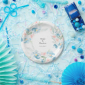 Schöne Rose mit Aquarellblau und Blumen Pappteller (Party)