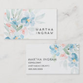 Schöne Rose mit Aquarellblau und Blumen Visitenkarte (Vorne/Hinten)