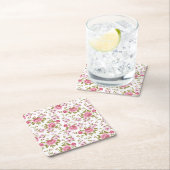 Schöne Rose mit Blumenmuster Rechteckiger Pappuntersetzer (Vor Ort)