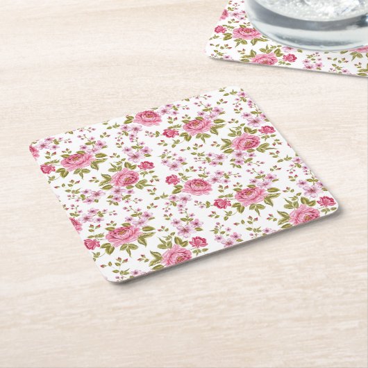 Schöne Rose mit Blumenmuster Rechteckiger Pappuntersetzer (angewinkelt)