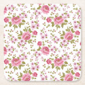 Schöne Rose mit Blumenmuster Rechteckiger Pappuntersetzer (Vorderseite)