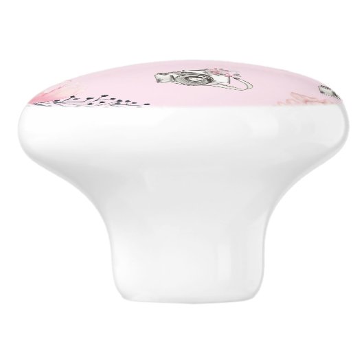 Schöne Rose mit Blumenwasser Keramikknauf (Seitenansicht)