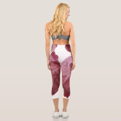 Schöne Rose mit großer Rosa und Regentropfen Capri Leggings (Rückseite)