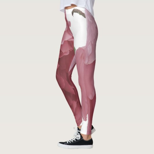 Schöne Rose mit großer Rosa und Regentropfen Leggings (Links)