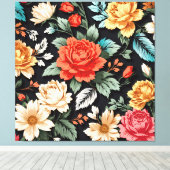 Schöne Rose mit schwarzem Hintergrund Kunst und Ku Leinwanddruck (Insitu (Holzboden))