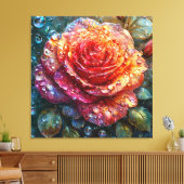 Schöne Rose mit Wassertröpfchen Leinwanddruck (Insitu (Wohnzimmer))