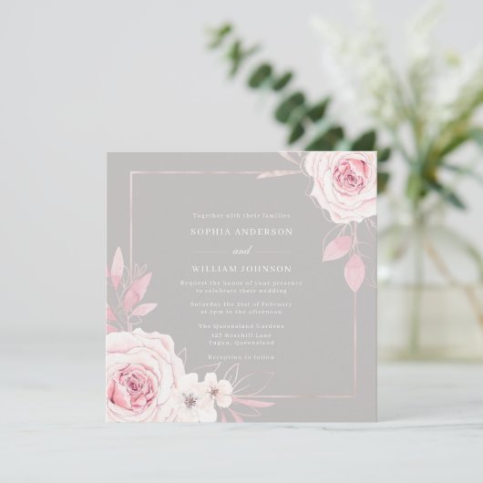 Schöne Rose Moderne Bilderwelt Einladung (Stehend Vorderseite)