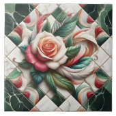 Schöne Rose Mosaik Kunst mit bunten Blätter Fliese (Vorderseite)