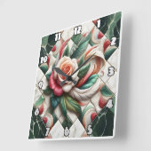 Schöne Rose Mosaik Kunst mit bunten Blätter Quadratische Wanduhr (Winkel)