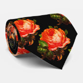 SCHÖNE ROSE, Orange Black Krawatte (Gerollt)