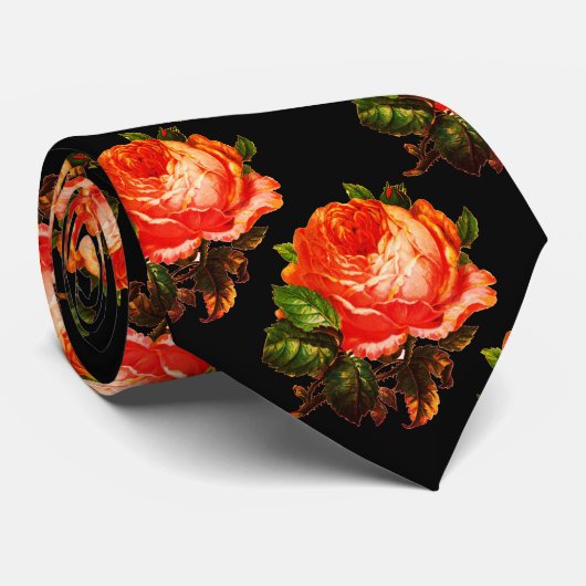 SCHÖNE ROSE, Orange Black Krawatte (Gerollt)