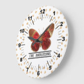 Schöne Rose Red & Gold Butterfly Große Wanduhr (Winkel)