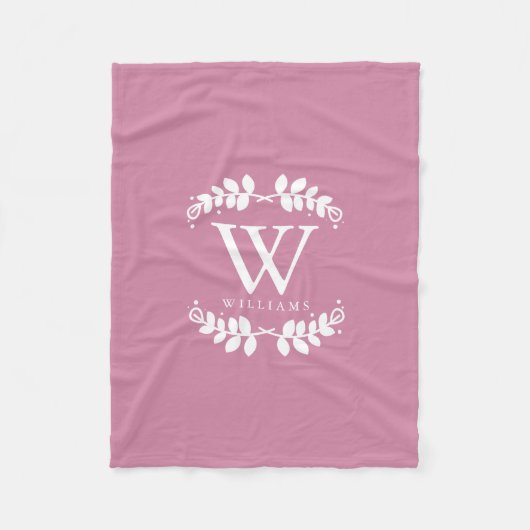 Schöne Rose Rosa Monogramm Fleecedecke (Vorderseite)