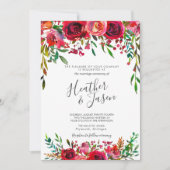 Schöne Rose Ruby Red Wedding Einladung (Vorderseite)