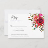 Schöne Rose Ruby Red Wedding RSVP Karte (Vorderseite)