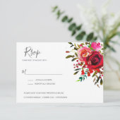 Schöne Rose Ruby Red Wedding RSVP Karte (Stehend Vorderseite)
