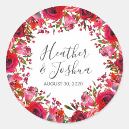 Schöne Rose Ruby Red Wedding Runder Aufkleber
