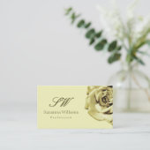 Schöne Rose Schlicht Pastel Beige mit Initialen Visitenkarte (Stehend Vorderseite)