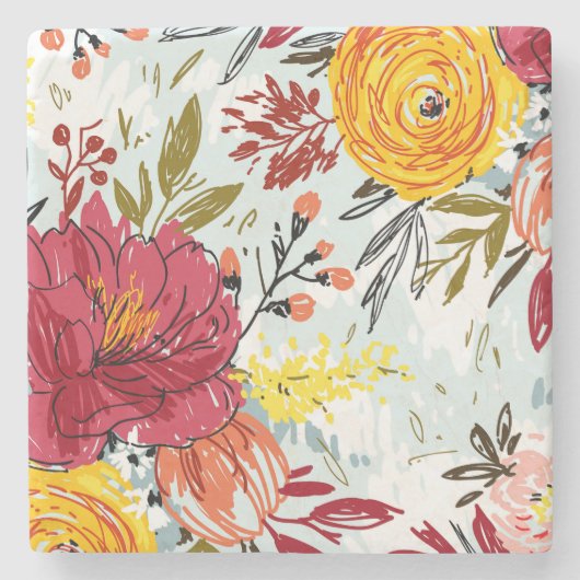 Schöne Rose Steinuntersetzer (Vorderseite)