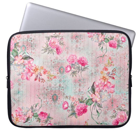 Schöne Rose über Vintage Papiertextur Laptopschutzhülle (Vorderseite)