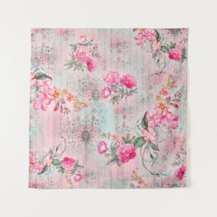 Schöne Rose über Vintage Papiertextur Wandteppich