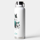 Schöne Rose und Schmetterling Trinkflasche (Rückseite)