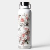 Schöne Rose und Schmetterling Trinkflasche (Rückseite)