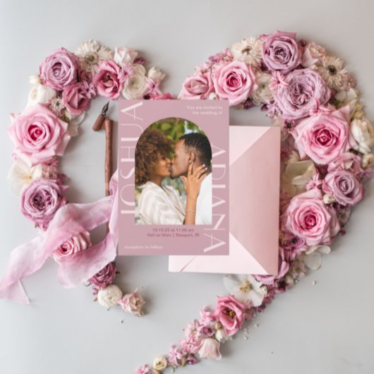 Schöne Rose Zwei-Foto-Hochzeit Einladung