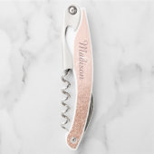 Schöne Roségoldene Stylische Monogramm Glitter Kellnermesser (Vorderseite)