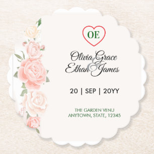 Schöne Rosen Florale Hochzeit Untersetzer