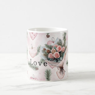 Schöne Rosen Florale Rosa Herzen Kaffeetasse