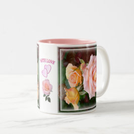 Schöne Rosen & Herzen mit Liebe Zweifarbige Tasse