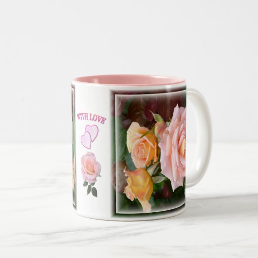 Schöne Rosen & Herzen mit Liebe Zweifarbige Tasse (VorderseiteRechts)
