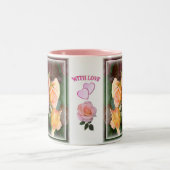 Schöne Rosen & Herzen mit Liebe Zweifarbige Tasse (Mittel)