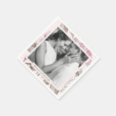 Schöne Rosen in Rosa mit Foto Hochzeit Serviette (Ecke)