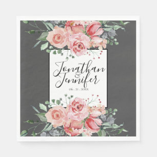 Schöne Rosen mit Hochzeitspaaren Serviette