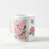 Schöne Rosen mit Monogramm Kaffeetasse (Vorderseite Links)