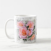 Schöne Rosen mit Monogramm Kaffeetasse (Links)